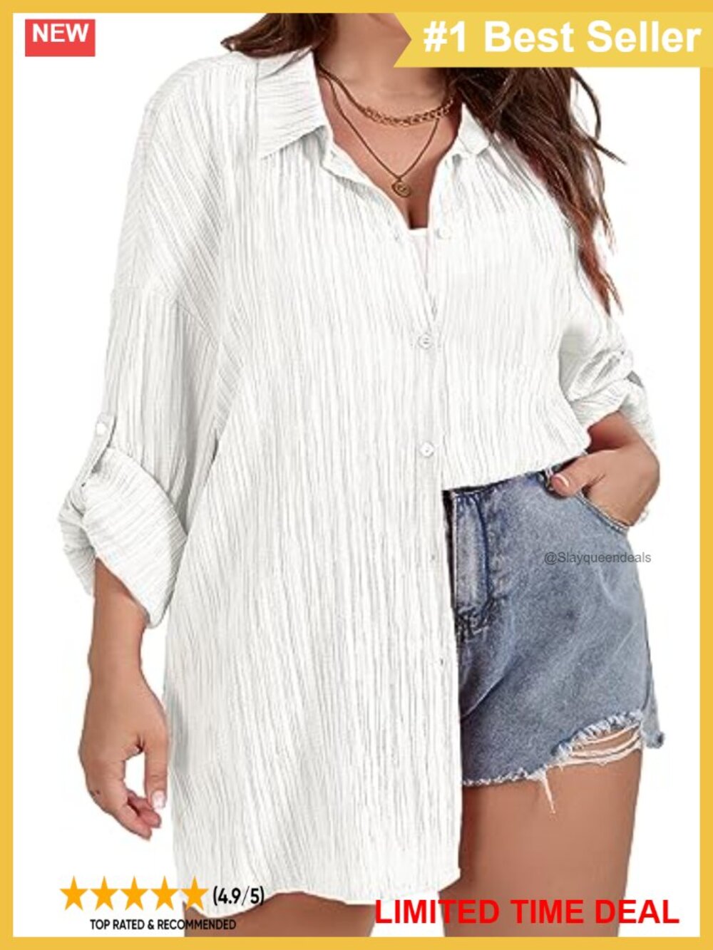 Plus Size Oversized Button Down Shirt Textured Long Sleeve Collared Blouse